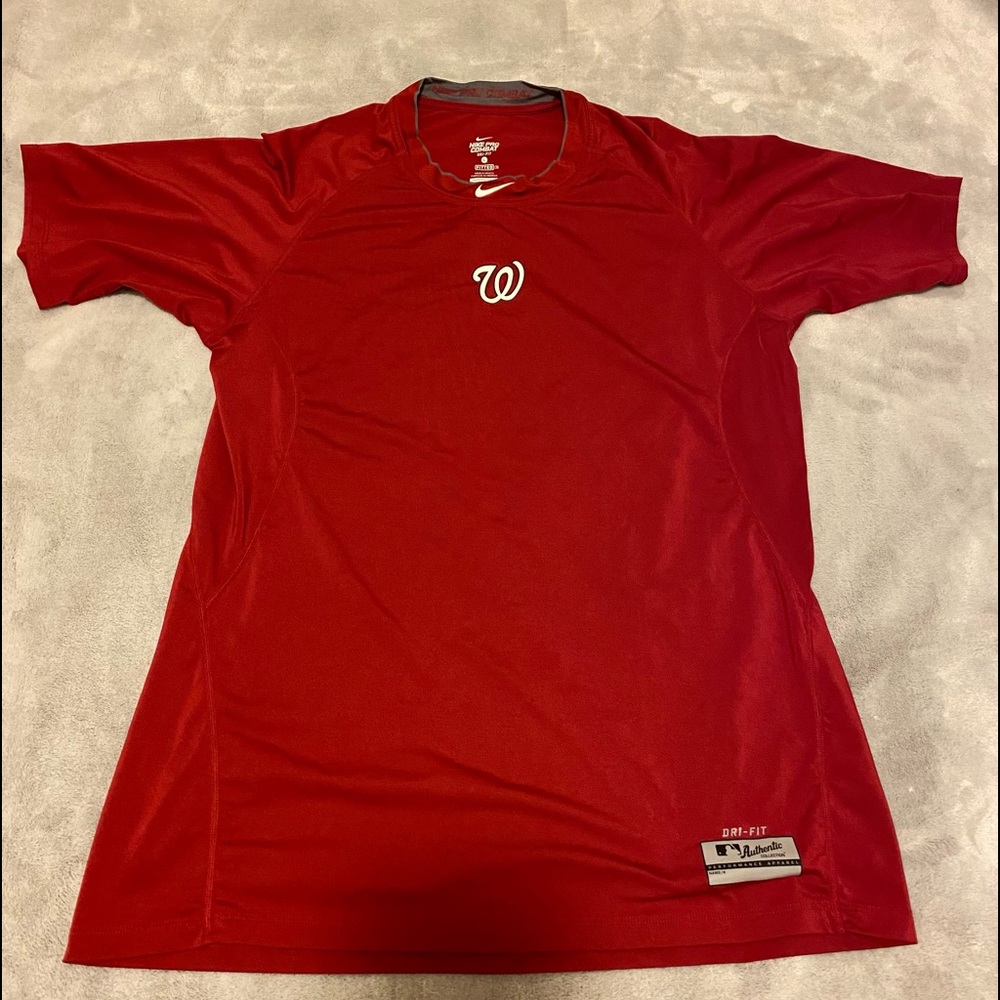 Nike Pro Combat Washington Nationals Red Fitted Dri Fit baseball Shirt Large